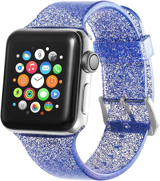 Compatible with Apple Watch Band, Women Transparent Clear Soft Cute Silicone Sports Iwatch Band Strap for Apple Watch Series 8/7/6/5/4/3/2/1/SE