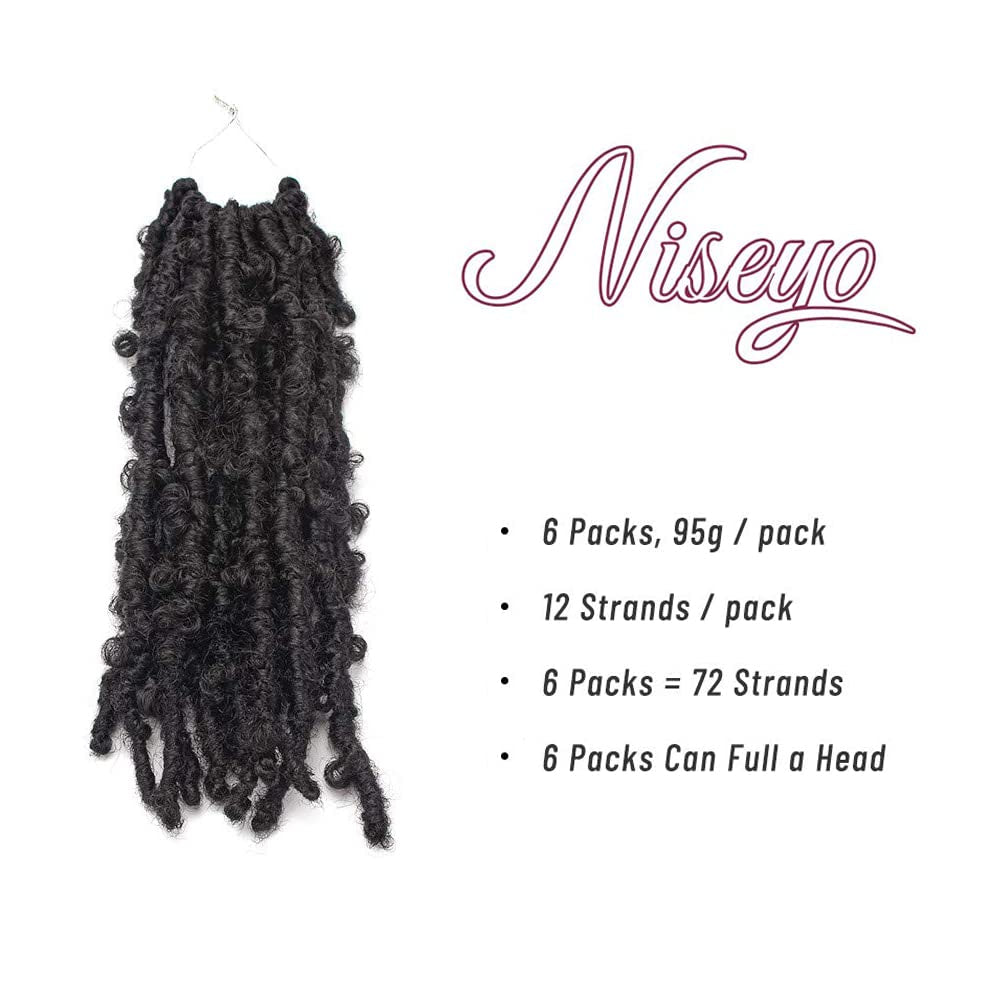 6 Packs Butterfly Locs Crochet Hair 12 Inch Pre Looped Distressed Locs Crochet Braids (2#)