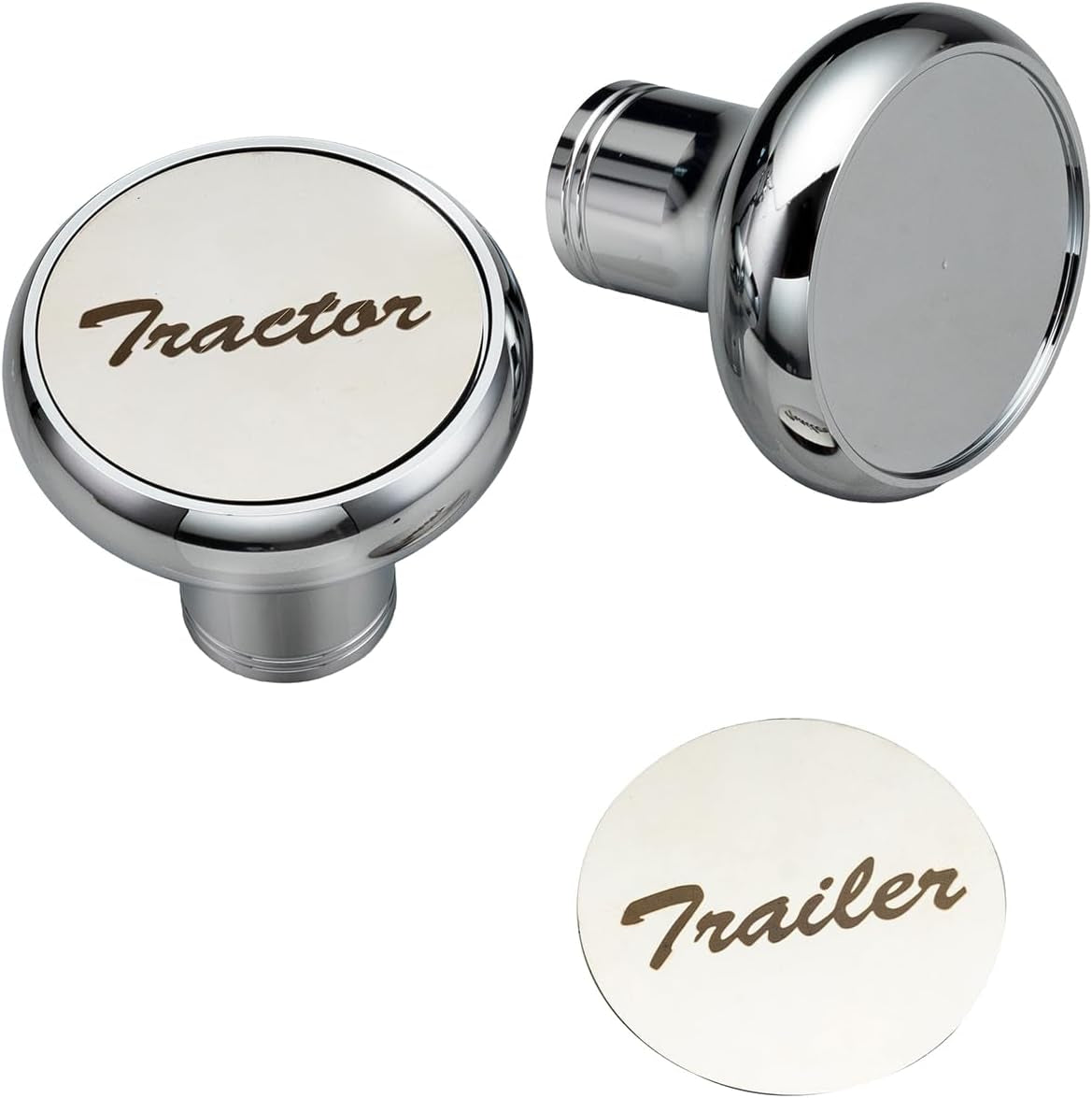 Pair of Tractor/Trailer Air Valve Knobs Made from Aluminum Interior Accessories Air Brake Knobs Compatible with Kenworth T680 Peterbilt 379 389 579 Freightliner, Chrome Stainless Steel (2 Set) TRUCK DRIVER