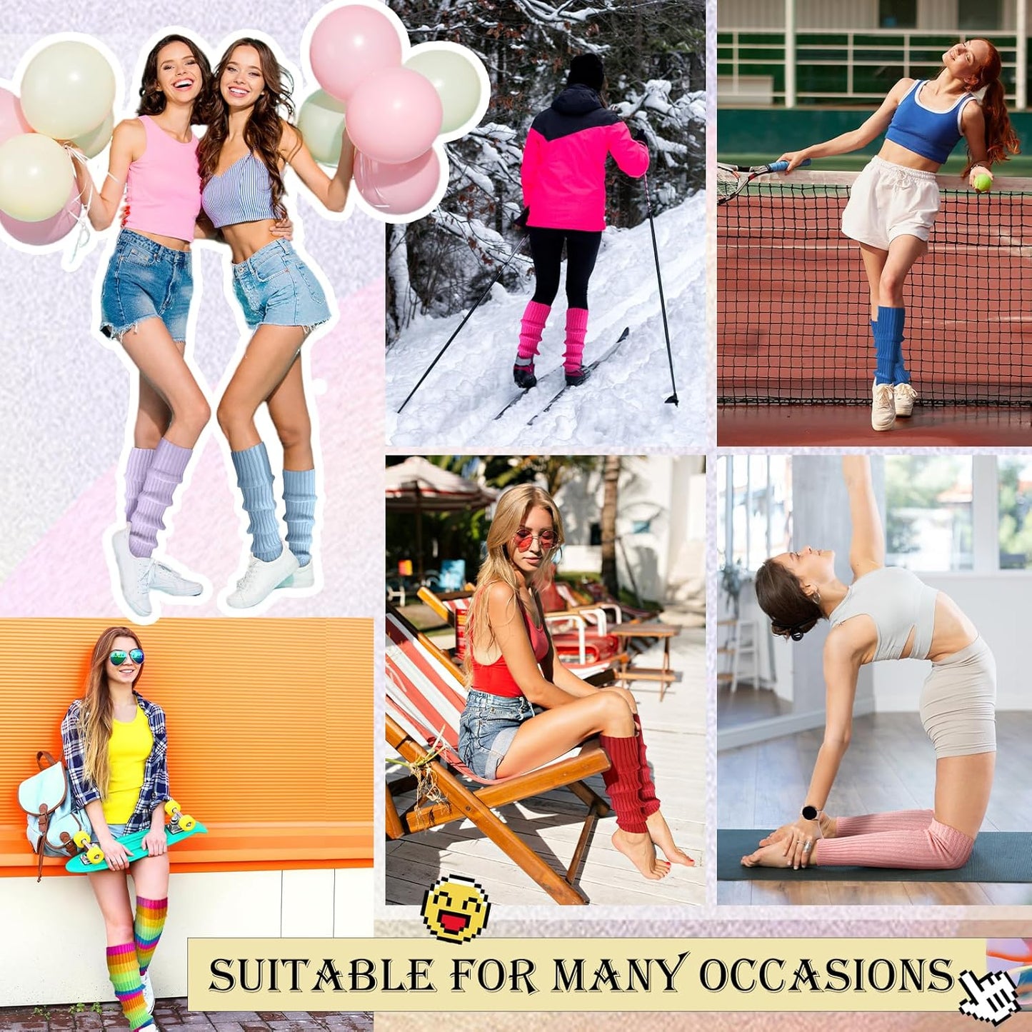 Leg Warmers for Women - Leg Warmers 80S Ribbed Knitted Long Socks for Yoga Party Sports Fashion Accessories