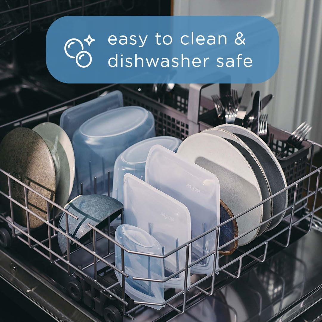 Platinum Silicone Food Grade Reusable Storage Bag, Clear (Snack) | Reduce Single-Use Plastic | Cook, Store, Sous Vide, or Freeze | Leakproof, Dishwasher-Safe, Eco-Friendly | 12 Oz