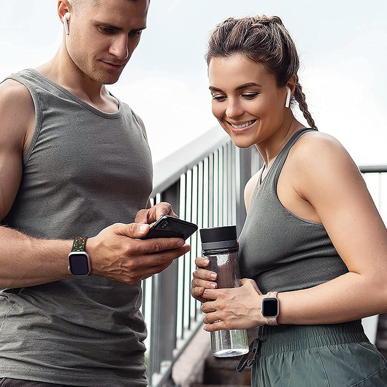 Rainbow Sport Band Compatible with Apple Watch Band 40Mm 41Mm 38Mm 42Mm 44Mm 45Mm 49Mm Women Men,Silicone Double-Sided Printed Wristbands Waterproof Strap for Iwatch Series Ultra SE 8 7 6 5 4 3 2