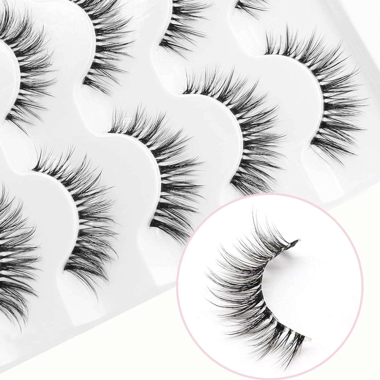 Lashes 5D Faux Mink Lashes 100% Handmade Luxurious Fake Eyelashes Lightweight Fluffy False Eyelashes 5 Pairs Pack (G2)