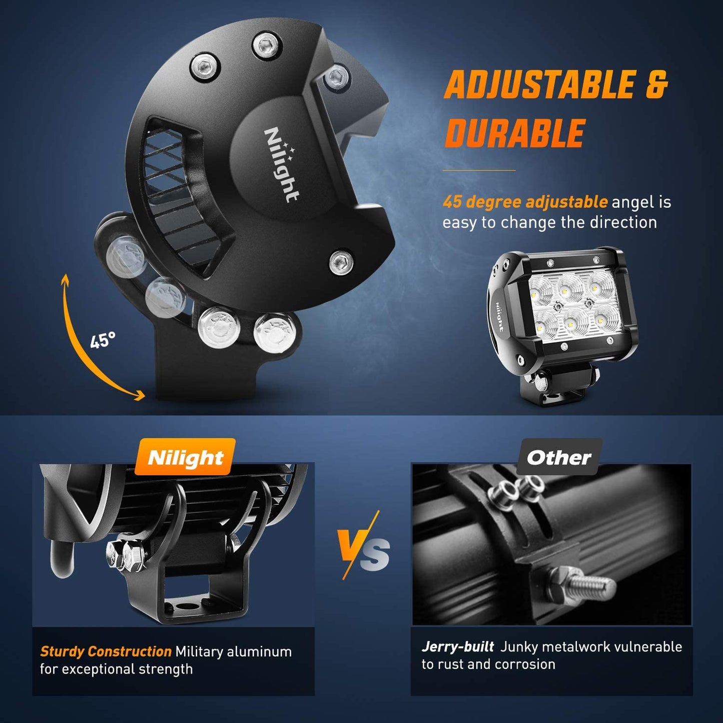 LED Pods 4PCS 18W 1260Lm Flood Light Bar Driving Fog off Road Lights Work 24V 12V for Motorcycles Van Camper Wagon Car Pickup ATV UTV SUV Truck Boat