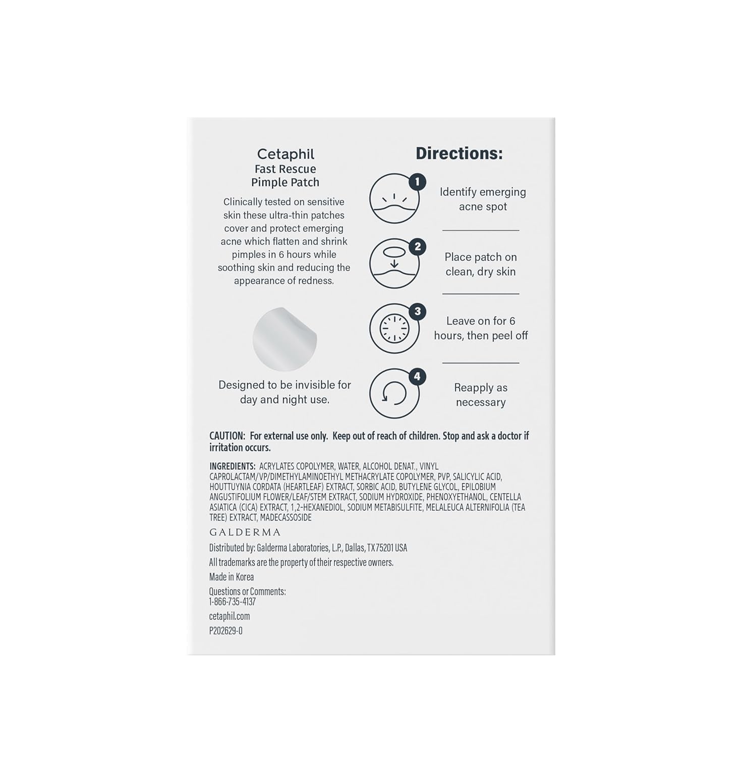 Acne Patches, Pimple Patches for Sensitive Skin, Formulated with Salicylic Acid, CICA, and Heartleaf Extract for Emerging Pimples, Visible Results in 6 Hours, 24 Count