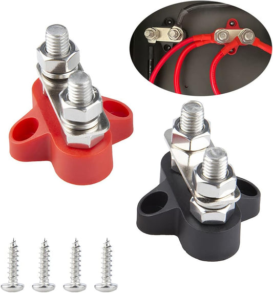 2Pcs 5/16"Bus Bar, Power Distribution Junction Block Post Positive Negative, M8 48V Terminal Insulated Dual/Single Stud, Car Accessories for Truck RV Boat TRUCK DRIVER