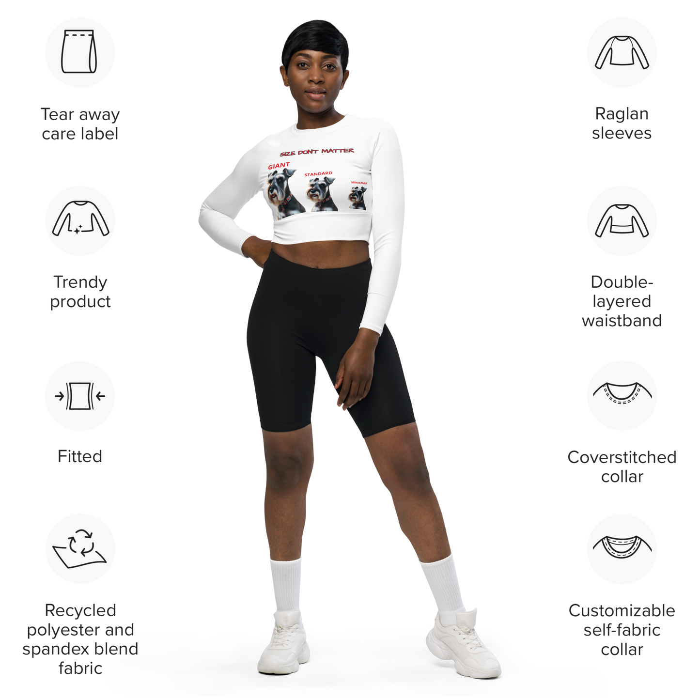 Schnauzer SIZE DON'T MATTER long-sleeve crop top