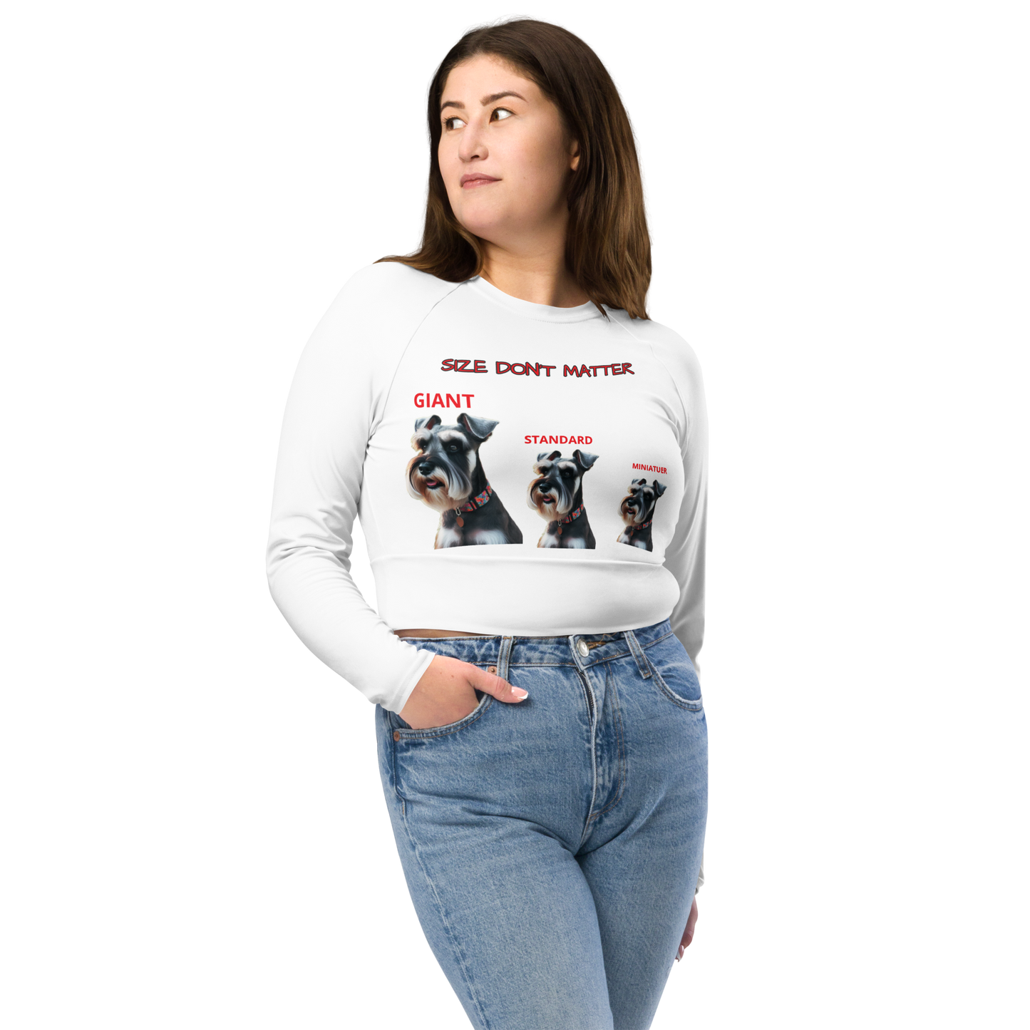 Schnauzer SIZE DON'T MATTER long-sleeve crop top