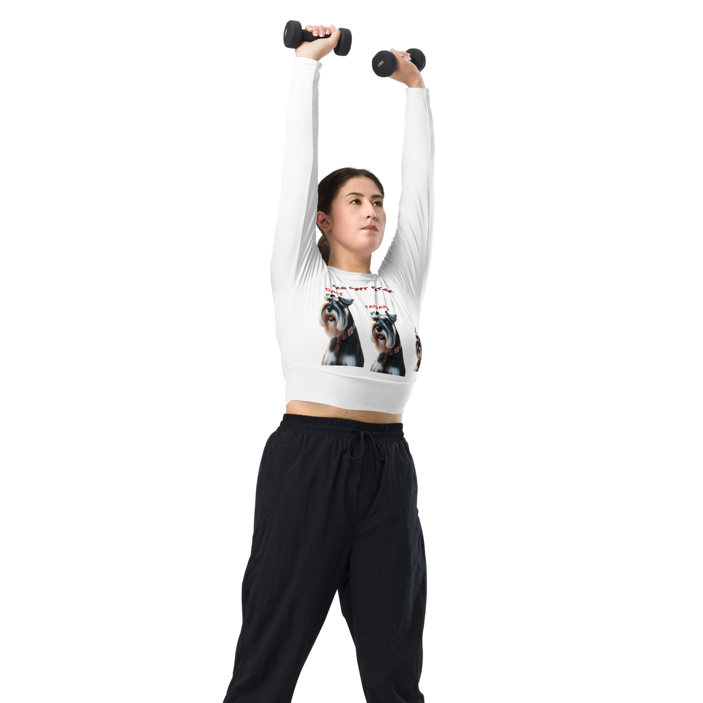 Schnauzer SIZE DON'T MATTER long-sleeve crop top