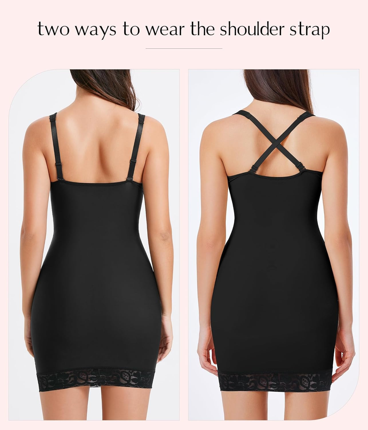 Body Shaper Dress for Women Shapewear Tummy Control Full Slip under Dress V Neck Spaghetti Straps Lingerie