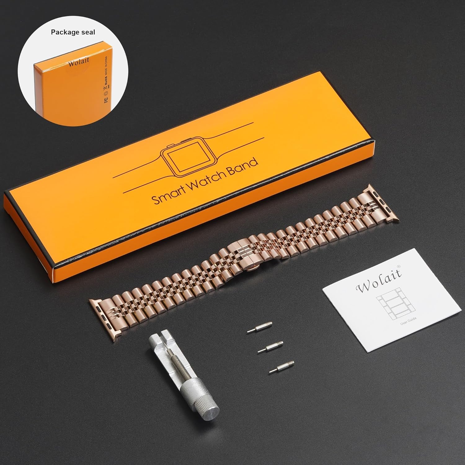 Compatible with Apple Watch Band 41Mm 40Mm 38Mm, Stainless Steel Heavy Band with Butterfly Folding Clasp Link Bracelet for Iwatch Series 9/8/7/6/Seseries 5/4/3,Rose Gold
