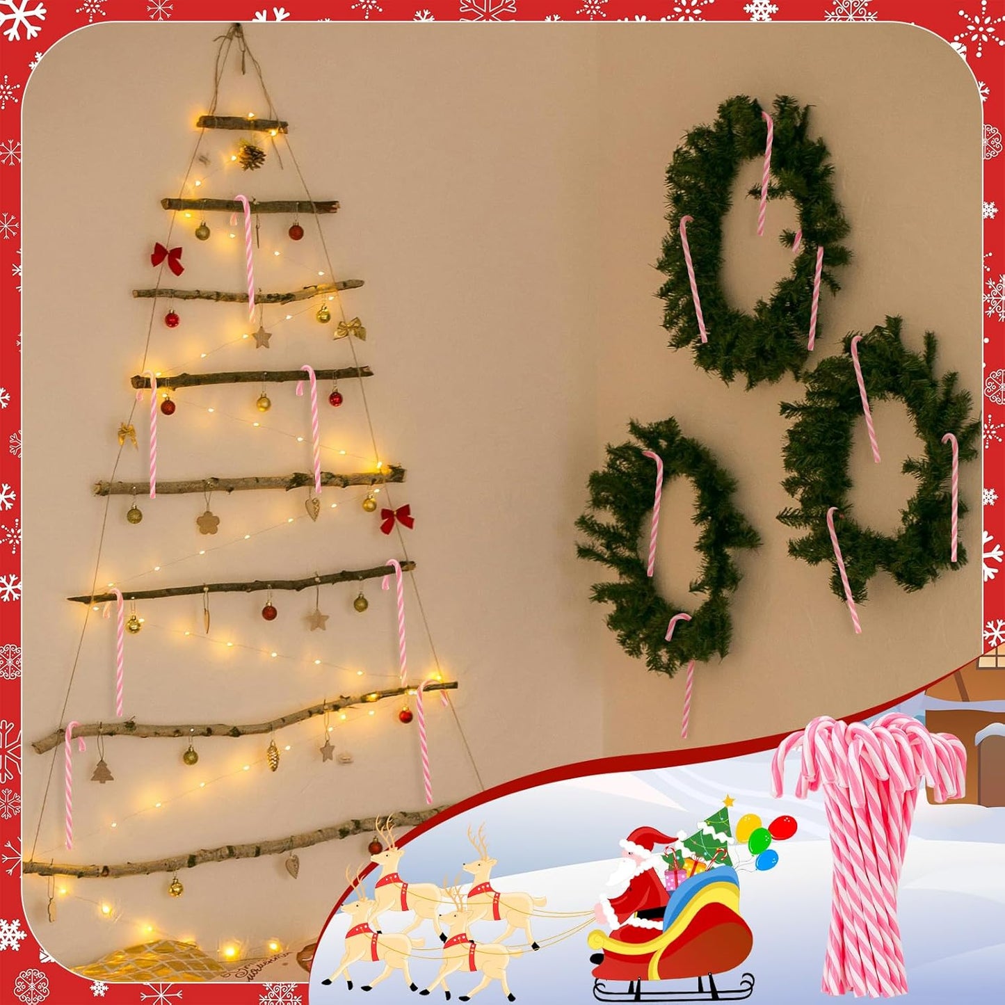 50 Pieces Christmas Plastic Candy Cane 5.9 Inches Christmas Tree Hanging Ornament Decoration Twisted Tree Candy Cane Ornament for Xmas Holiday Party Favor (Pink and White)