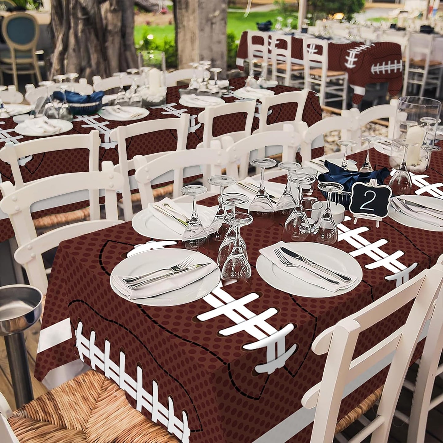 Football Party Decorations Disposable Tablecloth Plastic Touchdown Table Cover Perfect for Super Bowl Football Birthday Party Decorations and Gameday Tailgate Decorations 54 X 108Inch, 3 Pack