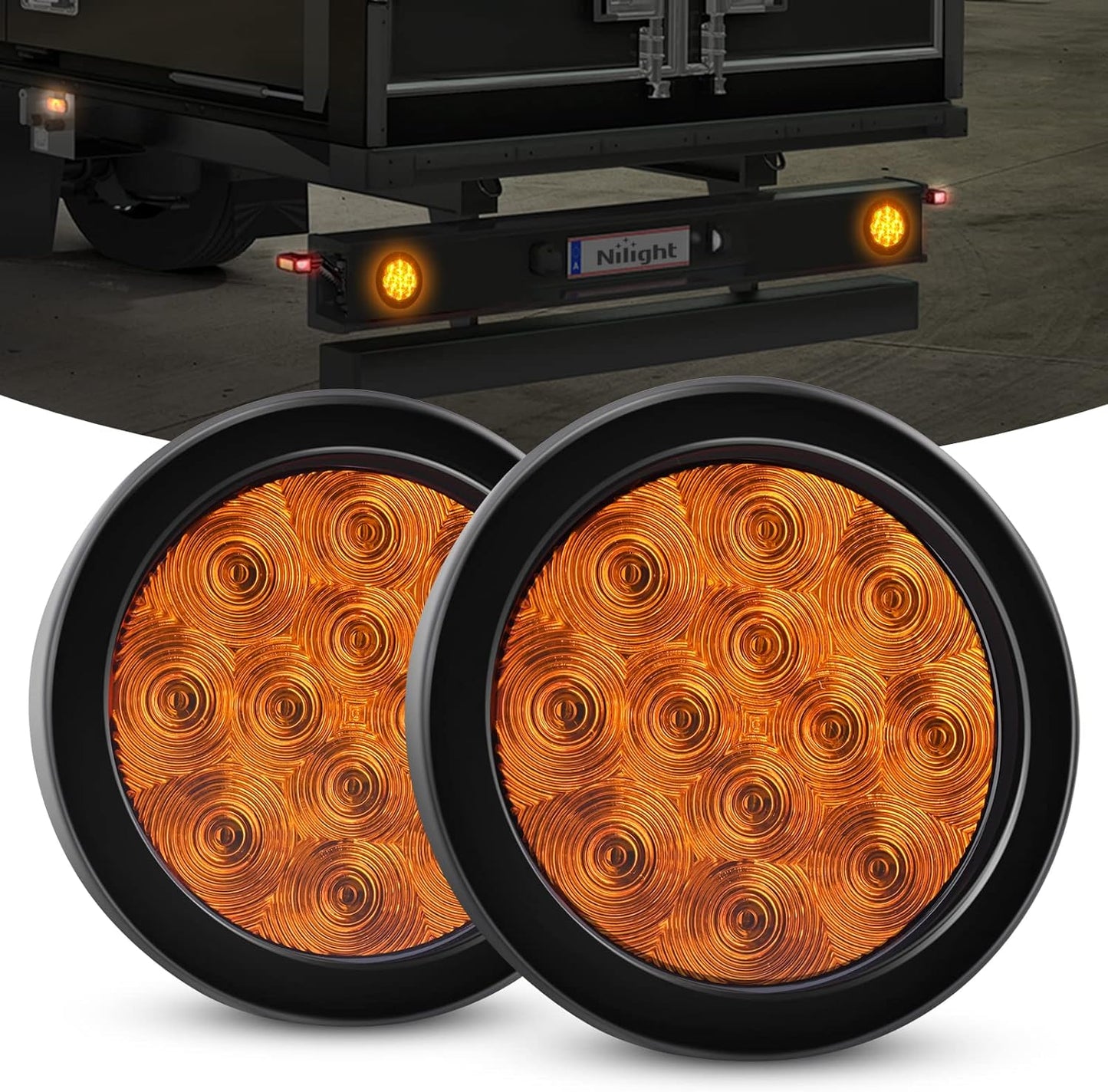 - TL-18 2PCS 4" round Red LED Trailer Tail Lights W/Surface Mount Grommet Plugs IP67 Stop Brake Turn Tail Lights for Truck Trailer RV Jeep