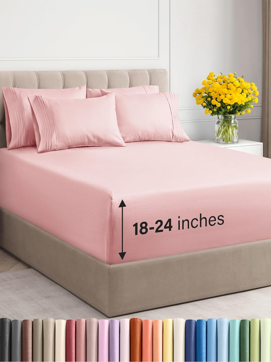 Extra Deep King Sheet Set - 6 Piece Breathable & Cooling Sheets - Hotel Luxury Bedding Set 18-24 Inch Extra Deep Pockets - Easy & Secure Fit - Super Soft, Wrinkle Free & Comfy - Navy Blue, King Size