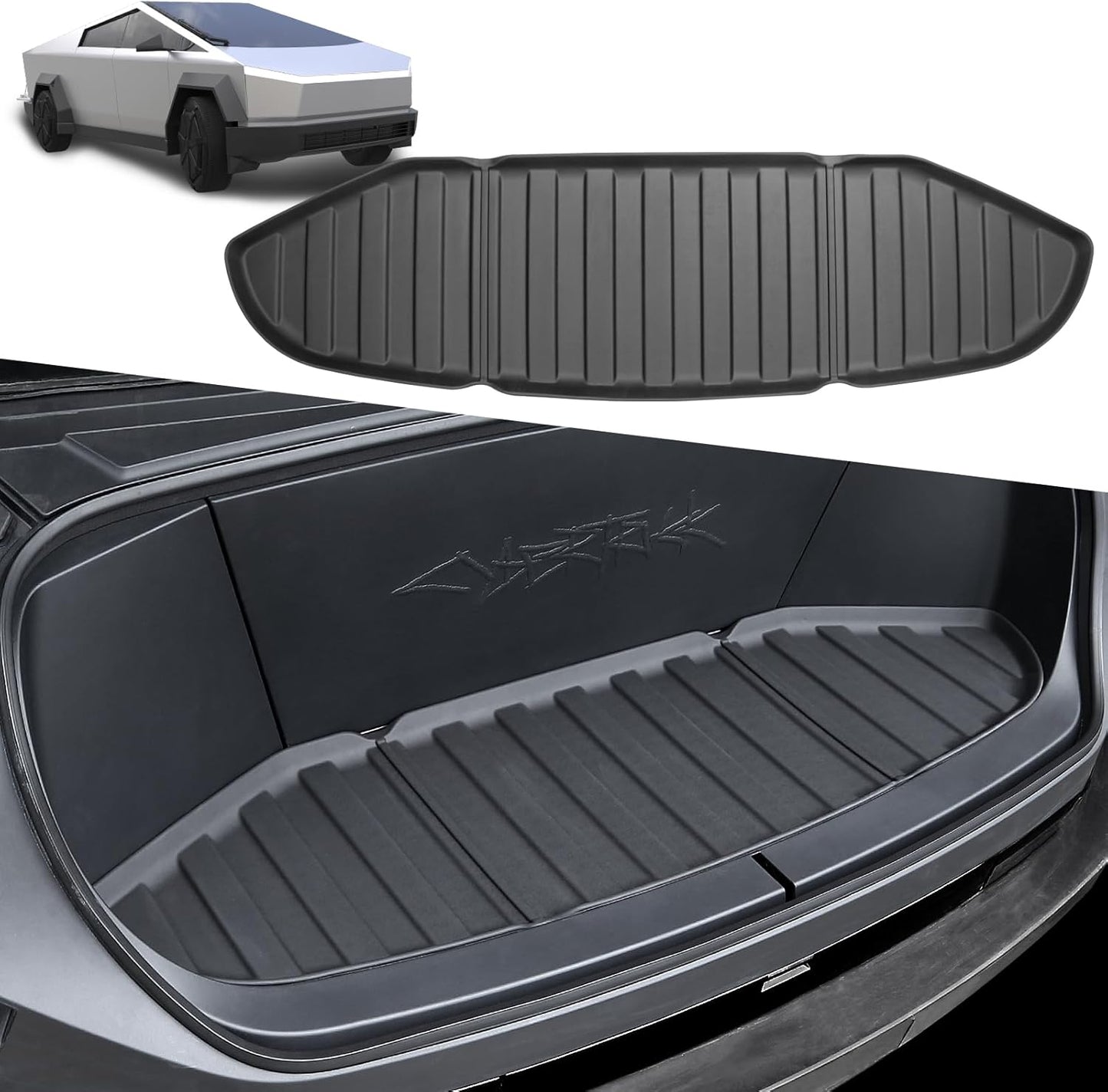 Trunk Bed Mat Compatible with Tesla Cybertruck 2024, Divider Fit All Weather TPE Waterproof Pickup Cargo Bed Liner for Cybertruck Accessories 3Mm (Truck Bed Mat)