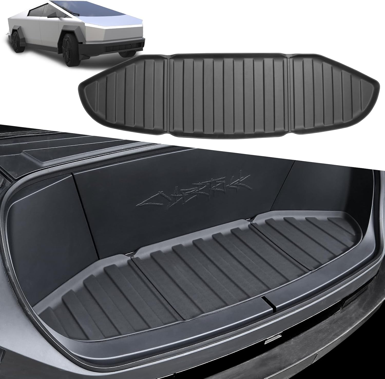 Trunk Bed Mat Compatible with Tesla Cybertruck 2024, Divider Fit All Weather TPE Waterproof Pickup Cargo Bed Liner for Cybertruck Accessories 3Mm (Truck Bed Mat)