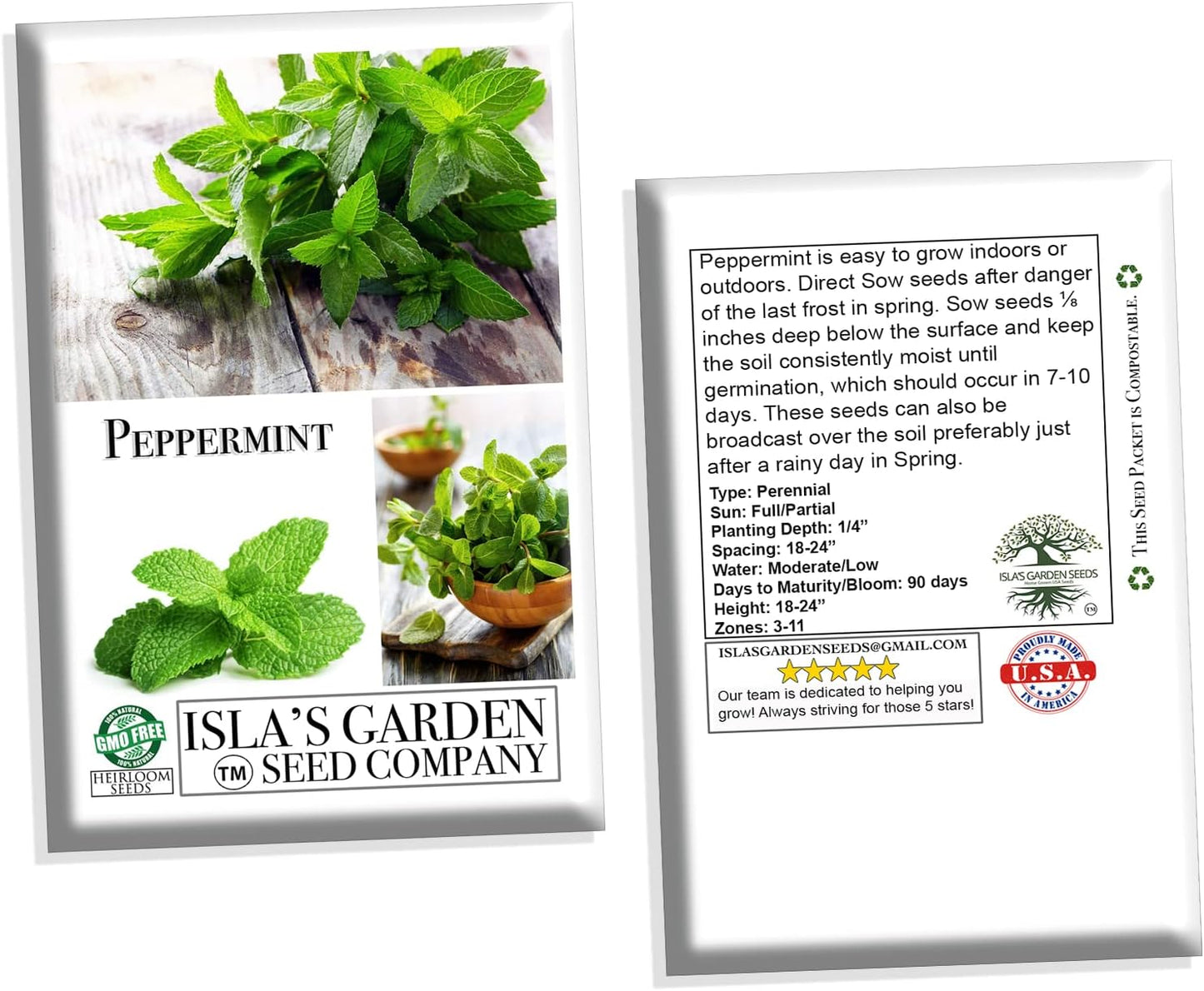 Peppermint Seeds for Planting, 1000+ Heirloom Seeds, (), Non GMO Seeds, Botanical Name: Mentha Piperita, Great Home Herb Garden Gift TLBH