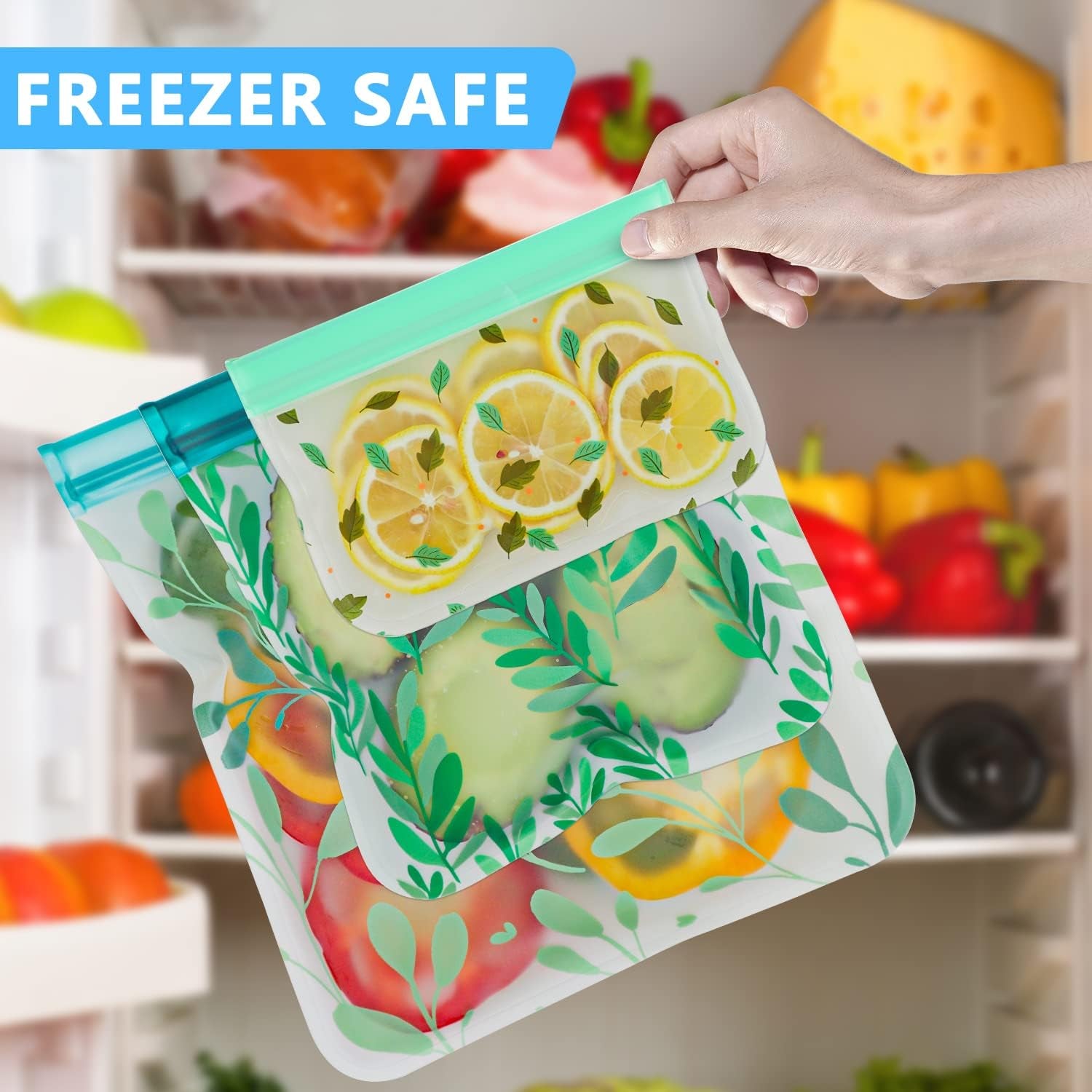 10 Pack Dishwasher Safe Reusable Bags Silicone, Leak Proof Reusable Freezer Bags for Food Storage Home Organization Traval & Make-Up BPA FREE for Food Storage Home BPA FREE for Salad Fruit
