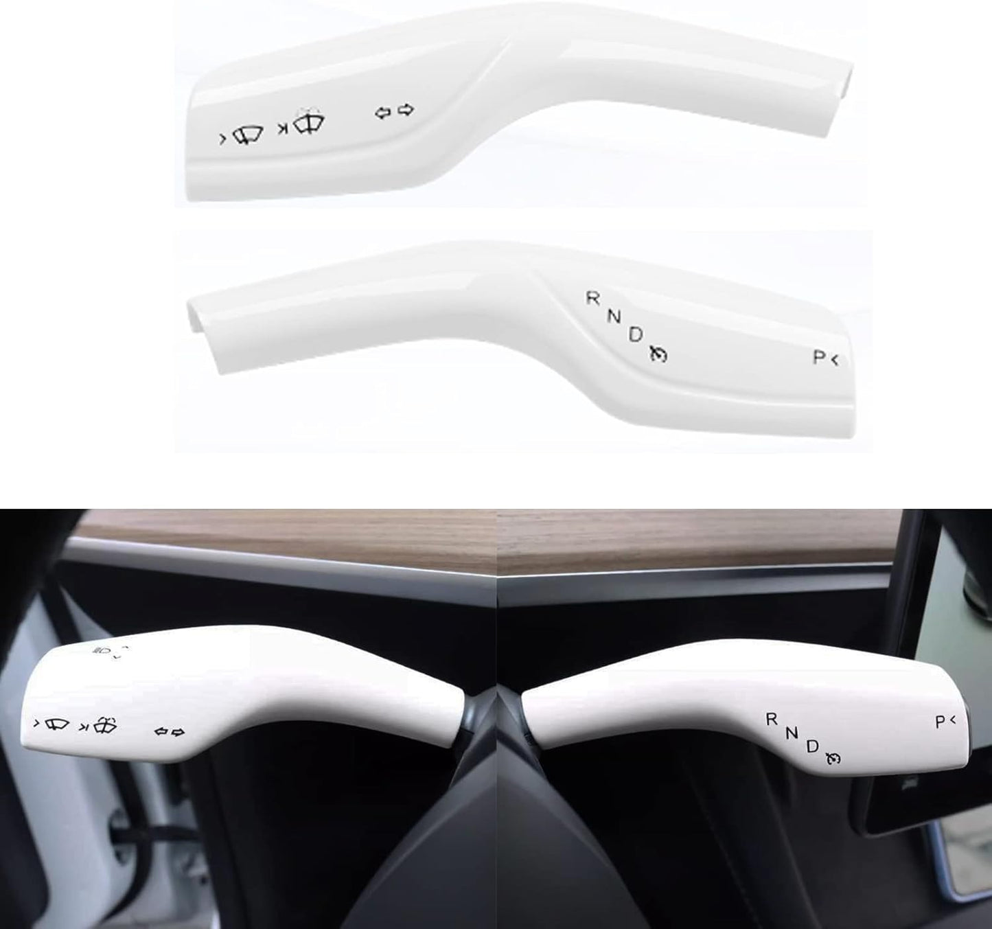 Steering Lever Cover for Tesla Model 3 Model Y, Gear Shift Cover Accessories Gear Lever Decorative Cover for Model 3/Y (White)