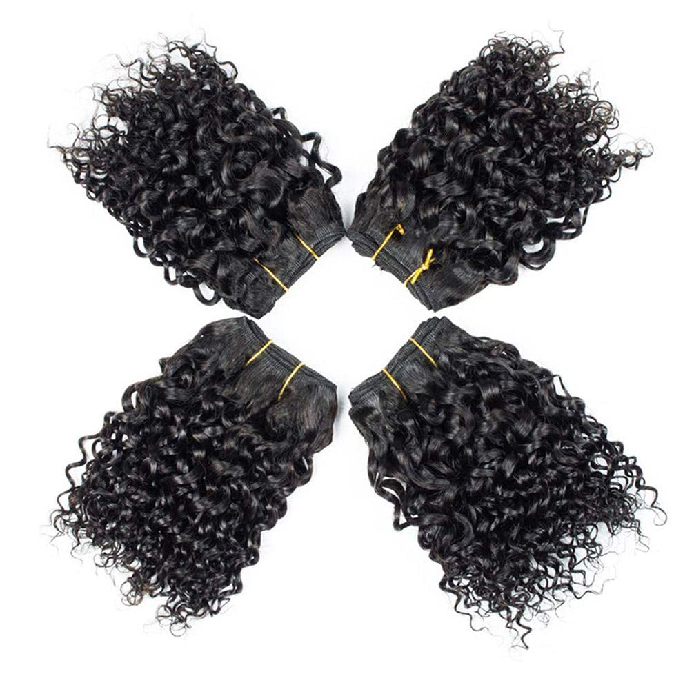 Human Hair Bundles Kinky Curly Bundles Human Hair Curly Wave Hair 4 Bundles Human Hair 50 Gram/Bundle 8A Unprocessed Kinky Curly Wave Bundles (8 8 8 8 1B) …