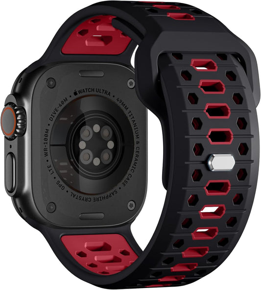 26MM Width Breathable Silicone Sport Band Compatible with 49Mm Apple Watch Ultra 2/1, 46Mm Series 10, 45Mm Series 9 8 7, 44Mm Series 6 5 4 SE 2/1, 42Mm Series 3 2 1