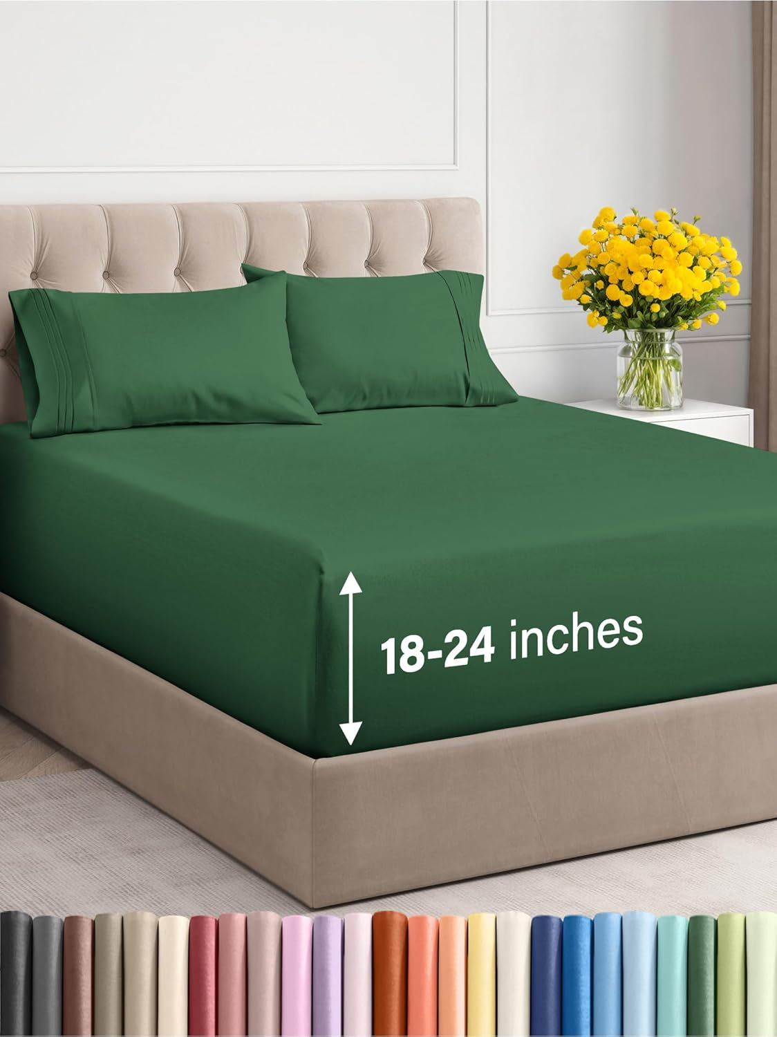 Extra Deep King Sheet Set - 6 Piece Breathable & Cooling Sheets - Hotel Luxury Bedding Set 18-24 Inch Extra Deep Pockets - Easy & Secure Fit - Super Soft, Wrinkle Free & Comfy - Navy Blue, King Size