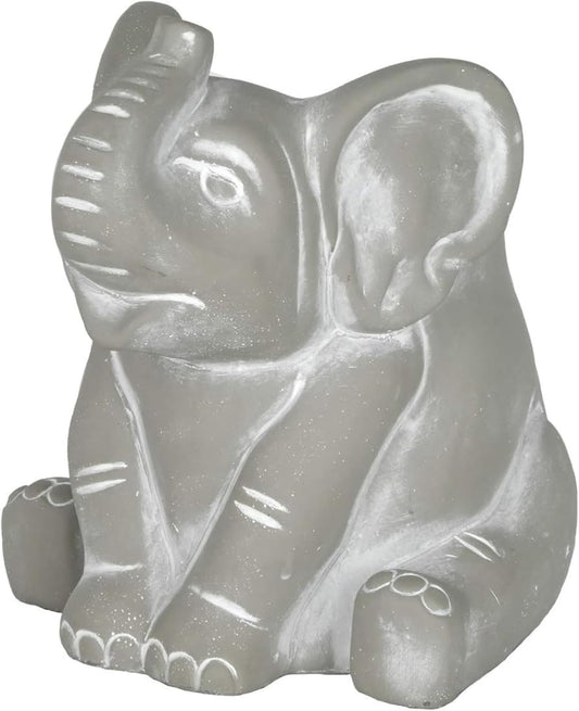 Cement Buddies Indoor or Outdoor Planter with Drainage Hole, Elephant, Small, Natural Gray, 6.5In