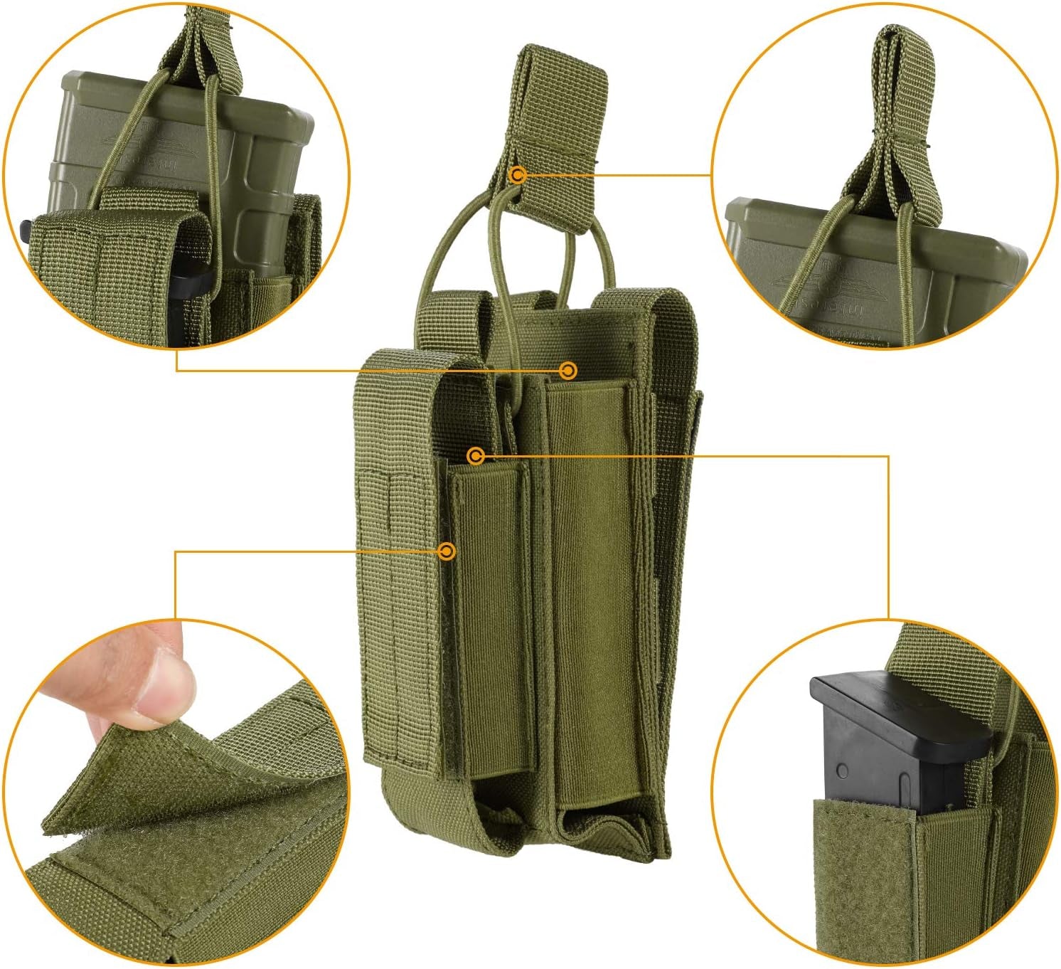 Molle Mag Pouch, Open Top Single/Double/Triple Magazine Pouch Holder Carrier for M4 M16 AK AR Glock M1911 92F 9Mm