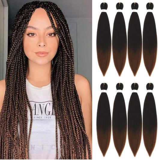 Braiding Hair Pre Stretched - 26 Inch Pre Stretched Braiding Hair 1B/30 Braiding Hair 8 Packs Ombre Braiding Hair for Black Women (26 Inch(8Packs), 1B/30)
