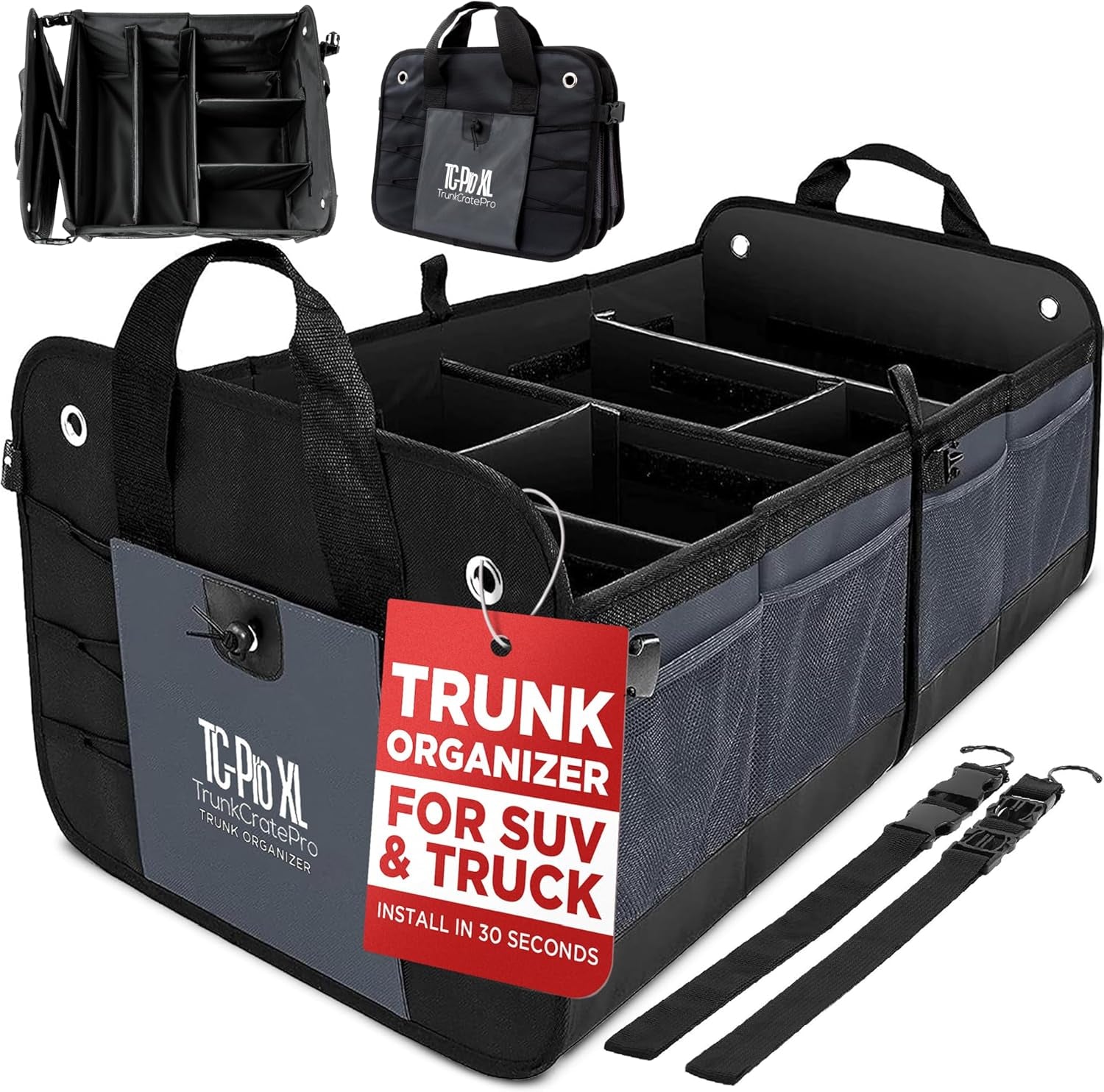 Truck Bed Organizer | Trunk Organizer for SUV, Truck, Car | Extra Large Premium Expandable Compartments Lightweight Foldable Cargo Organizer, | Suv and Truck Organizer for Heavy Loads