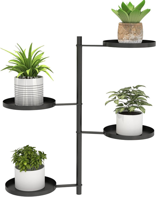 Rotating Window Plant Shelves, 4 Tier Wall Plant Holder for Various Plants Indoors, Metal Window Sill Plant Shelf for Optimal Sunlight Exposure, Black Plant Wall Shelf for Home Decor