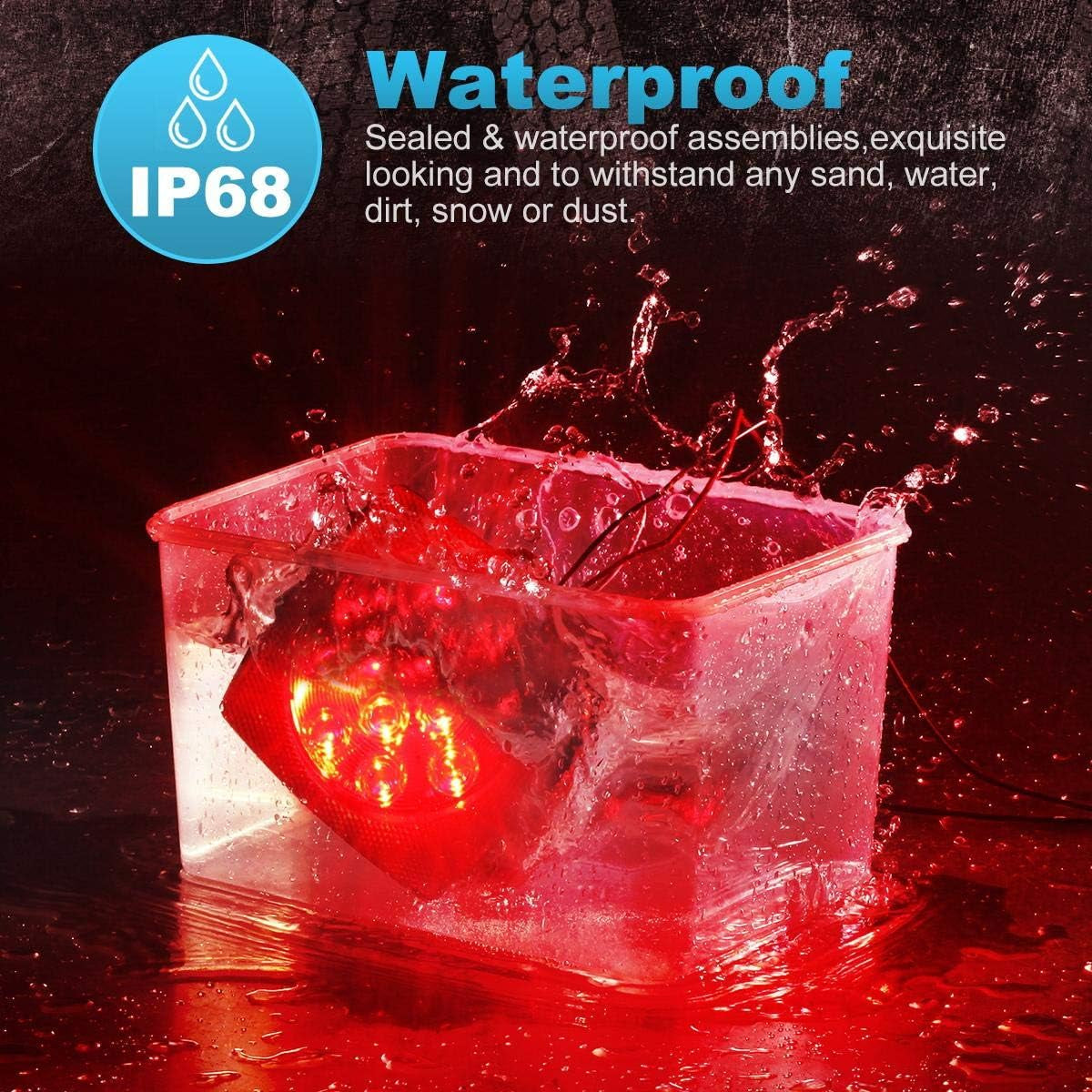 12V Submersible Square Led Trailer Light,Red White LED Stop Turn Tail License Brake Running Light Lamp for Trailers under 80" Boat Trailer Truck Marine Camper RV Snowmobile,Ip68,Dot Compliant
