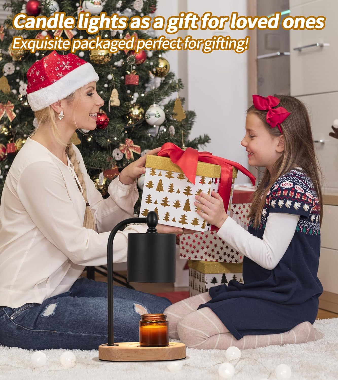 Candle Warmer Lamp with Dimmer and Timer,Black Electric Candle Wax Melt Warmer with 2 Bulbs Home Decor for Women Gifts New Home Jar Candles