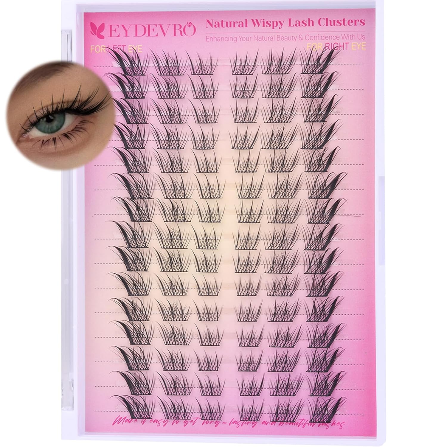 Fluffy Lash Clusters Kit 80D100D Volume Lash Extension Kit 280 Pcs Left/Right Cluster Eyelash Extension Kit D Curl Thick Mega Lash Clusters with Waterproof Lash Bond and Seal and Lash Tweezers