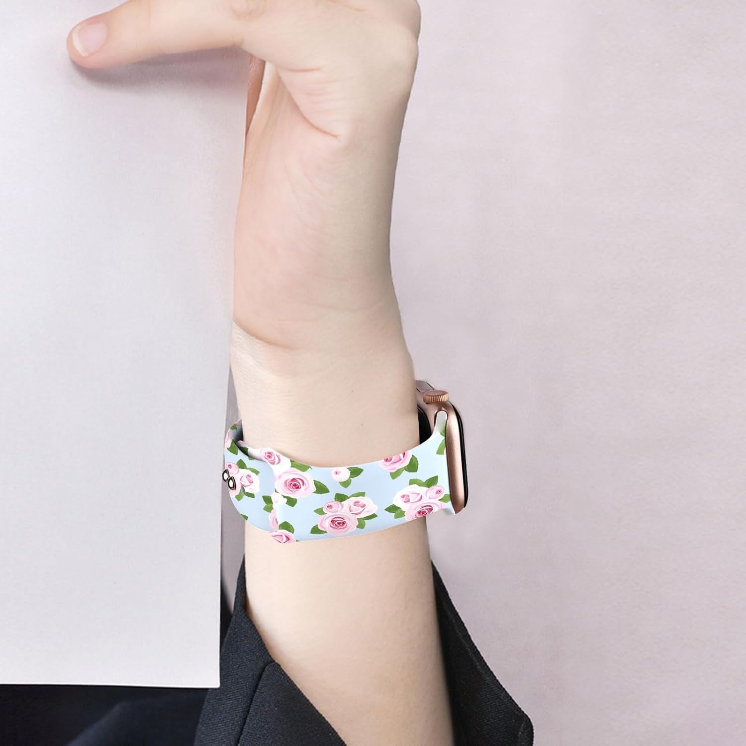 Floral Silicone Band Compatible with Apple Watch Bands for Women, 38Mm 40Mm 41Mm 42Mm 44Mm 45Mm 49Mm, for Iwatch Band Series 9 SE Ultra 8 7 6 5 4 3 2 1