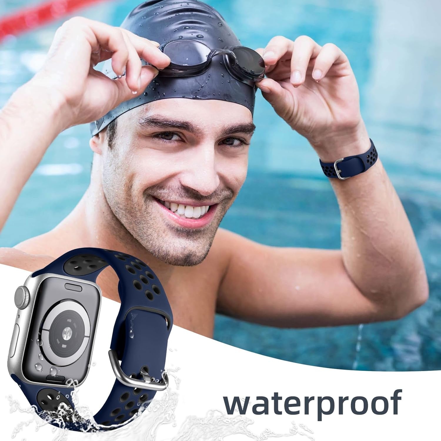 Sport Band Compatible with Apple Watch 38Mm 40Mm 41Mm 42Mm 44Mm 45Mm 46Mm 49Mm for Women Men, Breathable Soft Silicone Replacement Strap for Iwatch Ultra 2/ Ultra SE Series 10 9 8 7 6 5 4 3 2 1