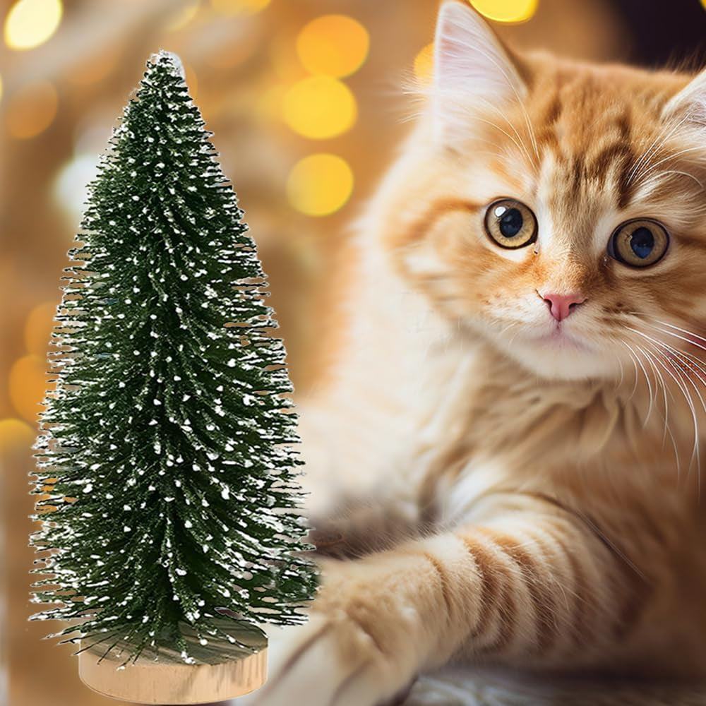 Artificial Mini Christmas Trees, 30 Pcs Sisal Snow Pines in 5 Sizes, Crafting Displaying Decoration, Tabletop Xmas Tree for Home, Party (Pink/White/Green)