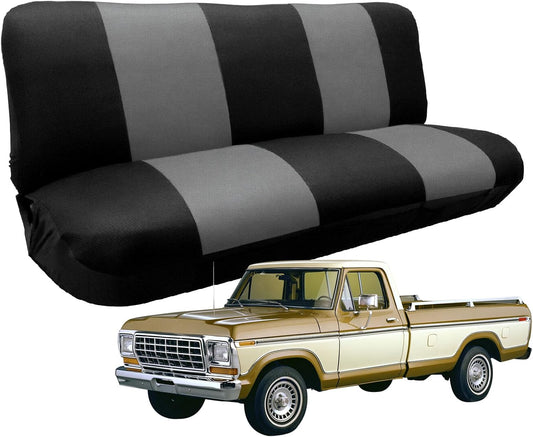 Custom-Fit Bench Seat Covers Replace for 1969-1996 Ford F100 F150 F250 Series Air Mesh Fabric Full Size Classic Trucks Seat Protector without Headrests (Black &Gray)