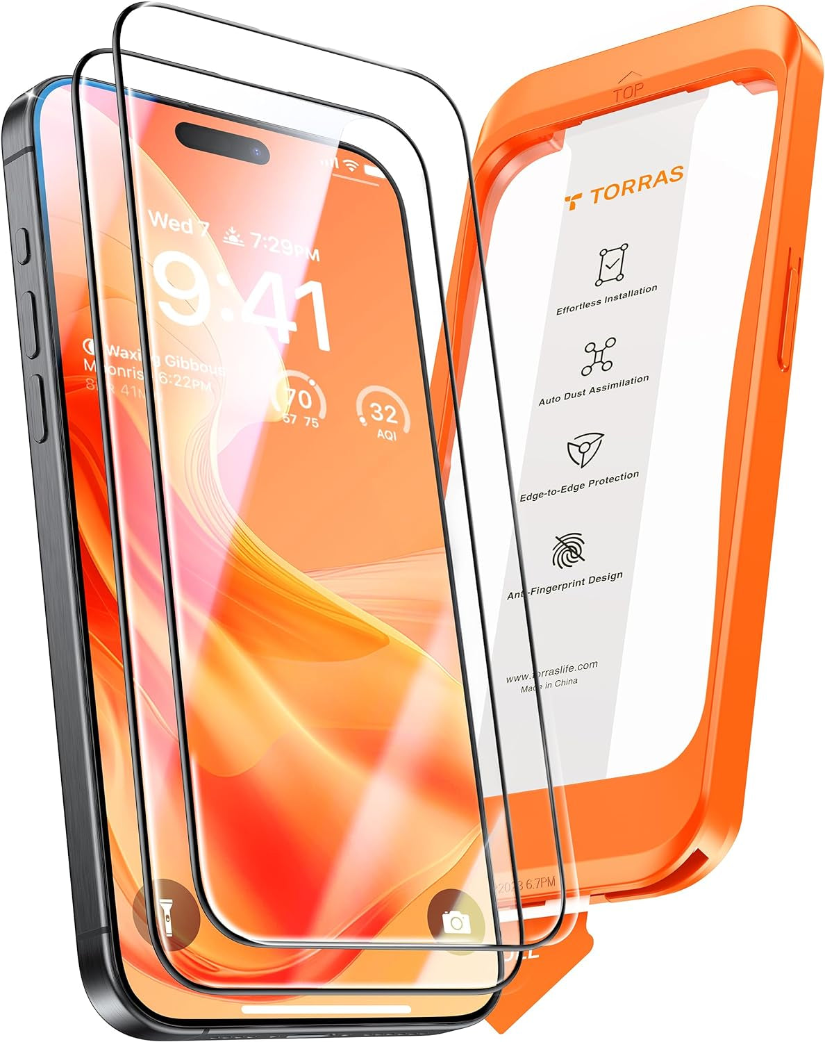 12FT Military-Grade Shatterproof for Iphone 16E Screen Protector 2025 [9H+ Durable＆ One-Pull Installation] Full Coverage Fit Tempered Glass Screen Protector 16E 6.1″ 2 Pack