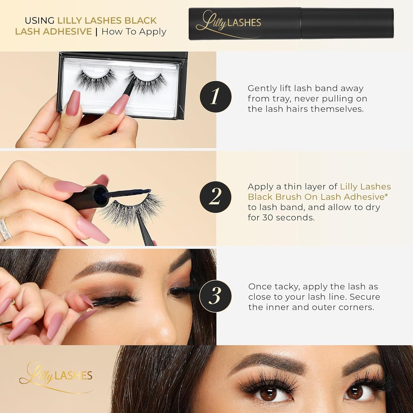 Miami Flare 3D Mink Lashes, Mink Eyelashes, the Original Lilly Lash for Wispy & Natural Look, Reusable Eyelashes up to 25X, Fluffy Lashes, Strip Lashes, Lash Glue Not Included