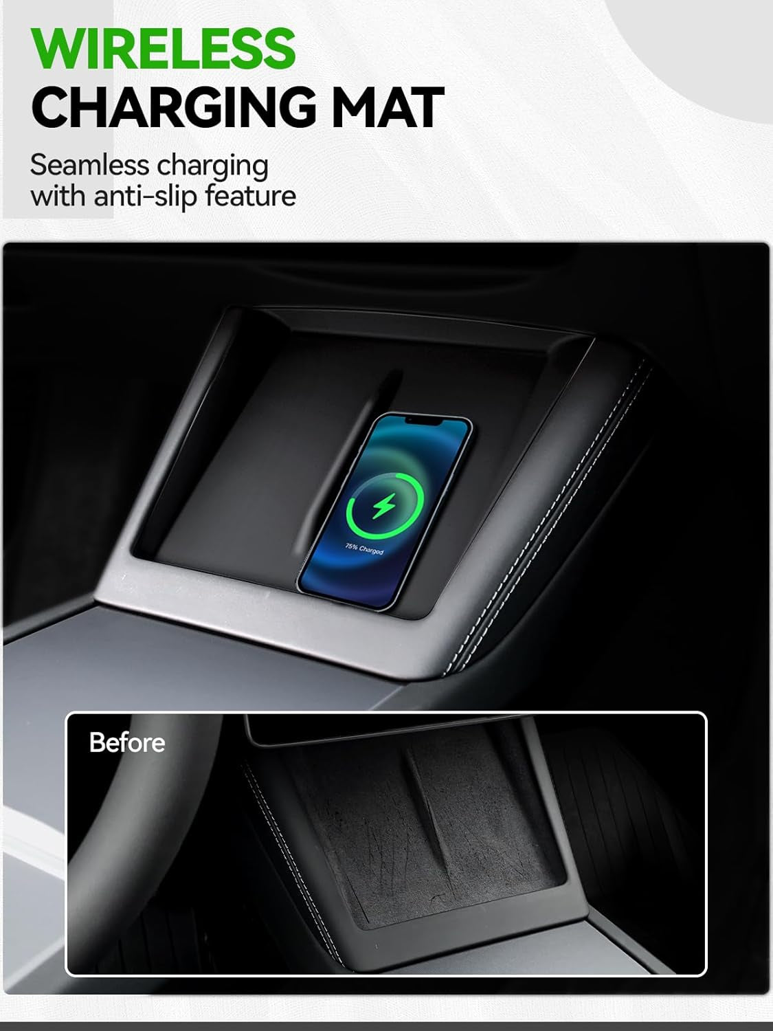 7PCS Center Console Organzier Tray for Tesla Model 3 Highland 2025 2024, Armrest Hidden Storage Box Cup Holder Wireless Charger Pad for Tesla Model 3 Accessories 2024 2025