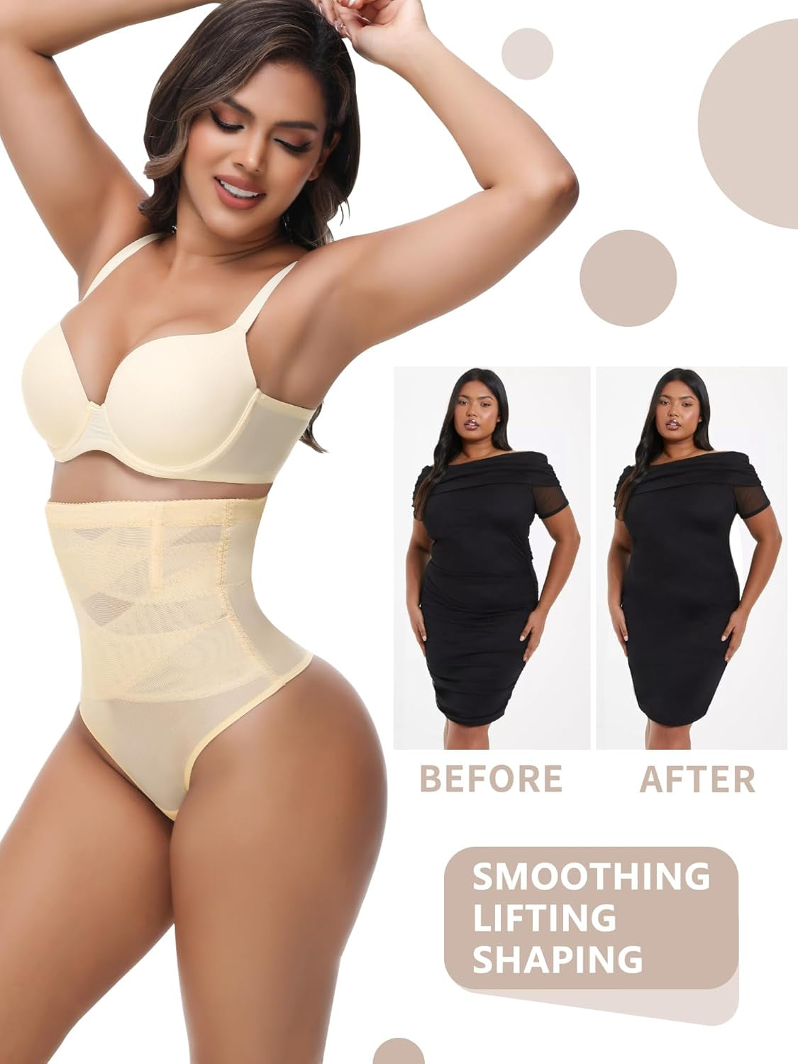 Shapewear Tummy Control Thong for Women High Waisted Underwear Seamless Girdle Body Shaper Panties