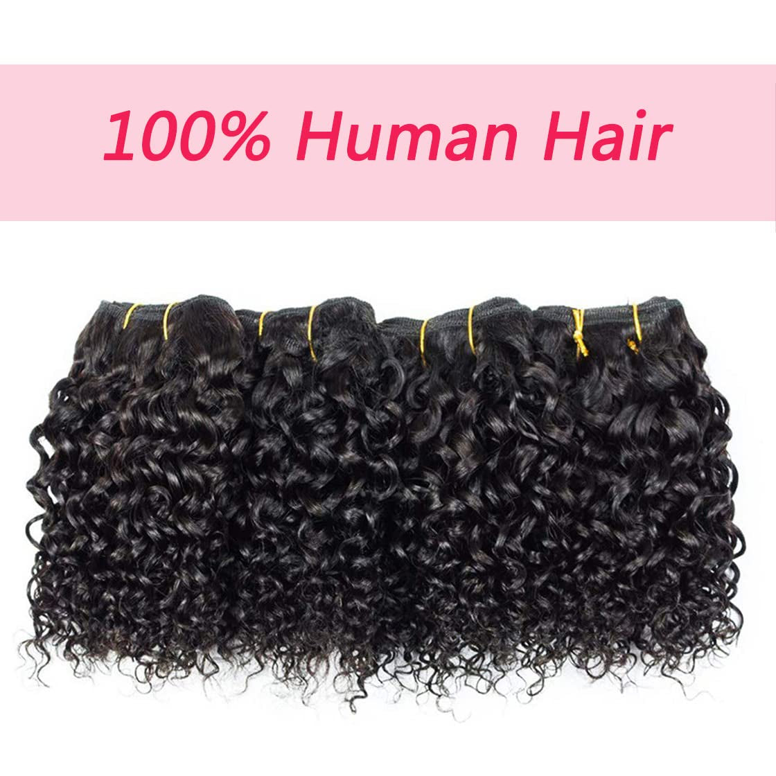 Human Hair Bundles Kinky Curly Bundles Human Hair Curly Wave Hair 4 Bundles Human Hair 50 Gram/Bundle 8A Unprocessed Kinky Curly Wave Bundles (8 8 8 8 1B) …