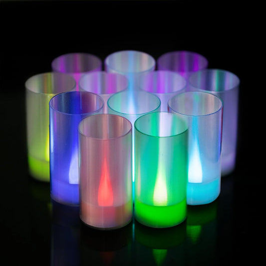 Flameless Candles, Battery Operated LED Pillar Candles, D1.5 X H3 Inch, 7 Color Changing Long Flame-Effect, Romantic Electronic Fake Votive Candles, Set of 12 (Color Changing)