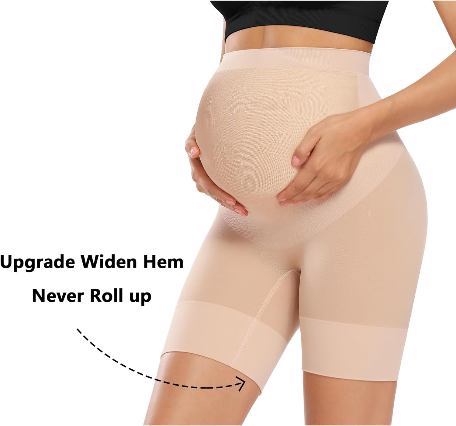 “Baby Bump” Premium Maternity Shapewear, High Waisted Mid-Thigh Pregnancy Underwear Prevent Chaffing Soft Adominal Support