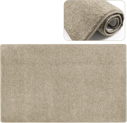 Carpet Stair Tread Landing Mat Tape Free Self Adhesive Non Slip Skid Resistant Indoor Doormat Area Rug Floor Mat for Kitchen Bathroom Workstations Washable 2' X 3' (Cream Grey)