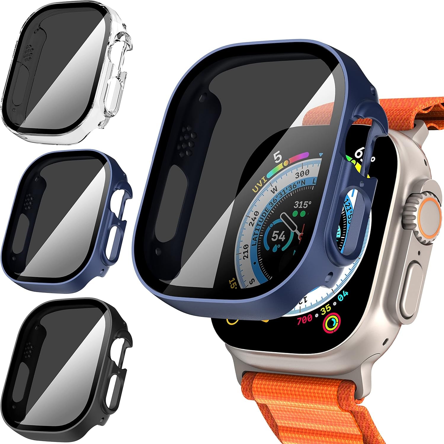 3-Pack for Apple Watch Ultra/Ultra 2 49Mm Privacy Screen Protector Case,[Anti-Peeping] Ultra-Thin Tempered Glass Case Cover for Iwatch Series 8/Iwatch Series 9 Ultra/Ultra 2 49Mm