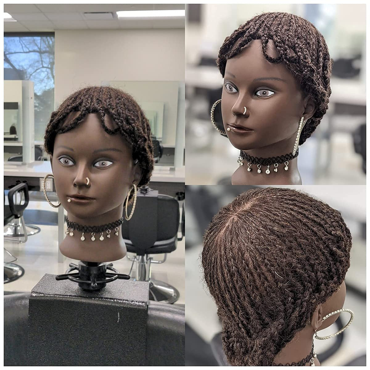 Afro Curly Mannequin Head with 100% Human Hair Curly Hair Hairdresser Hair Styling Cosmetology Manikin Head Doll Head for Hairdresser Practice Styling Dye Braiding with Clamp Stand