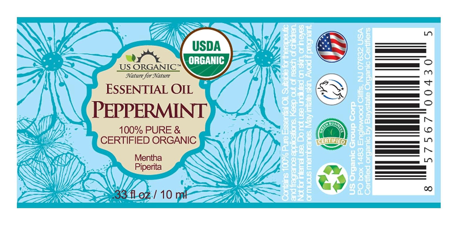 100% Pure Peppermint Essential Oil - USDA Certified Organic - 10 Ml Pack of 2 - W/Improved Caps and Droppers (More Size Variations Available) TLBH